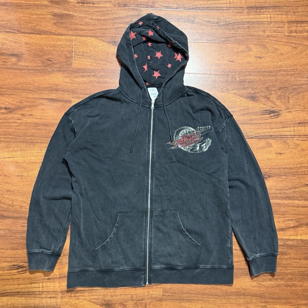 Vintage Disneyland Parks Rock N Roller Coaster Full Zip Sweatshirt Sweater Large